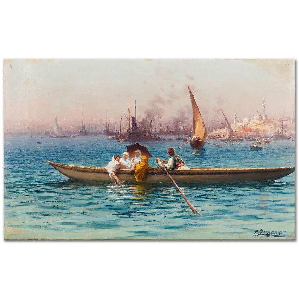 Fausto Zonaro Kayıkta Eğlence Kanvas Tablo