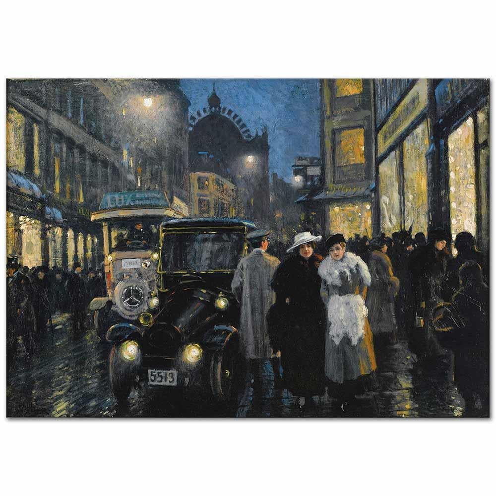 Paul Gustave Fischer Bulvarda Akşam Kanvas Tablo