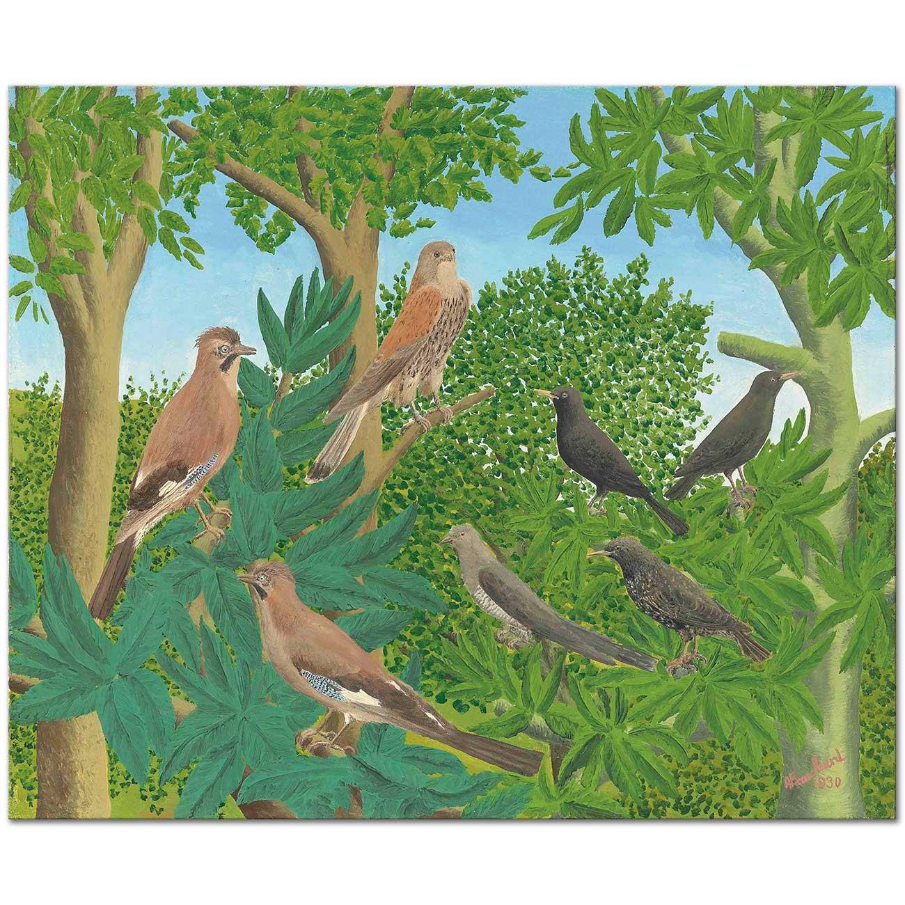 Seven Birds on the Branches by André Bauchant