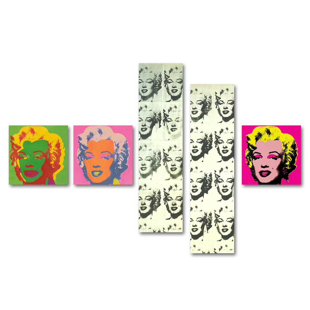 Andy Warhol Marilyn Monroe 5 Parçalı Set Kanvas Tablo