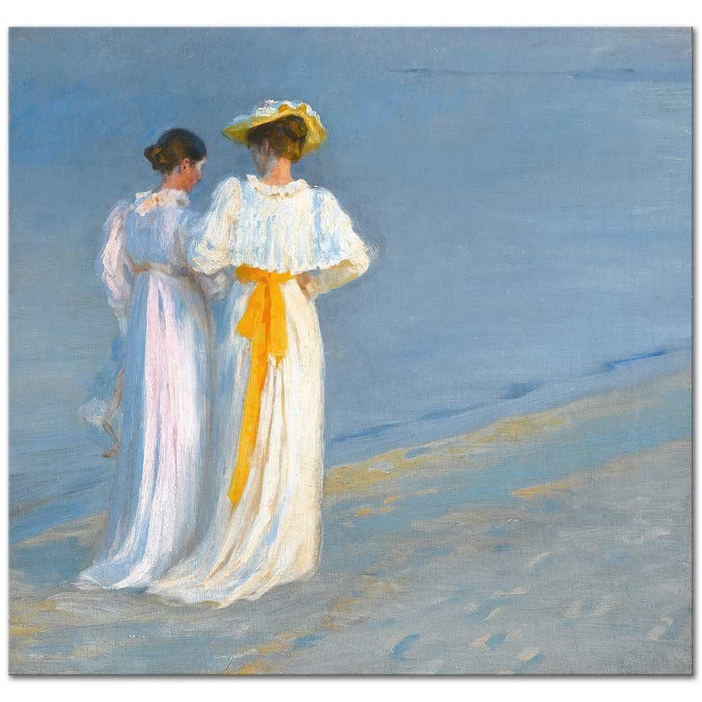 Anna Ancher And Marie Krøyer On The Beach At Skagen by Peder Severin Krøyer as Fine Art Print