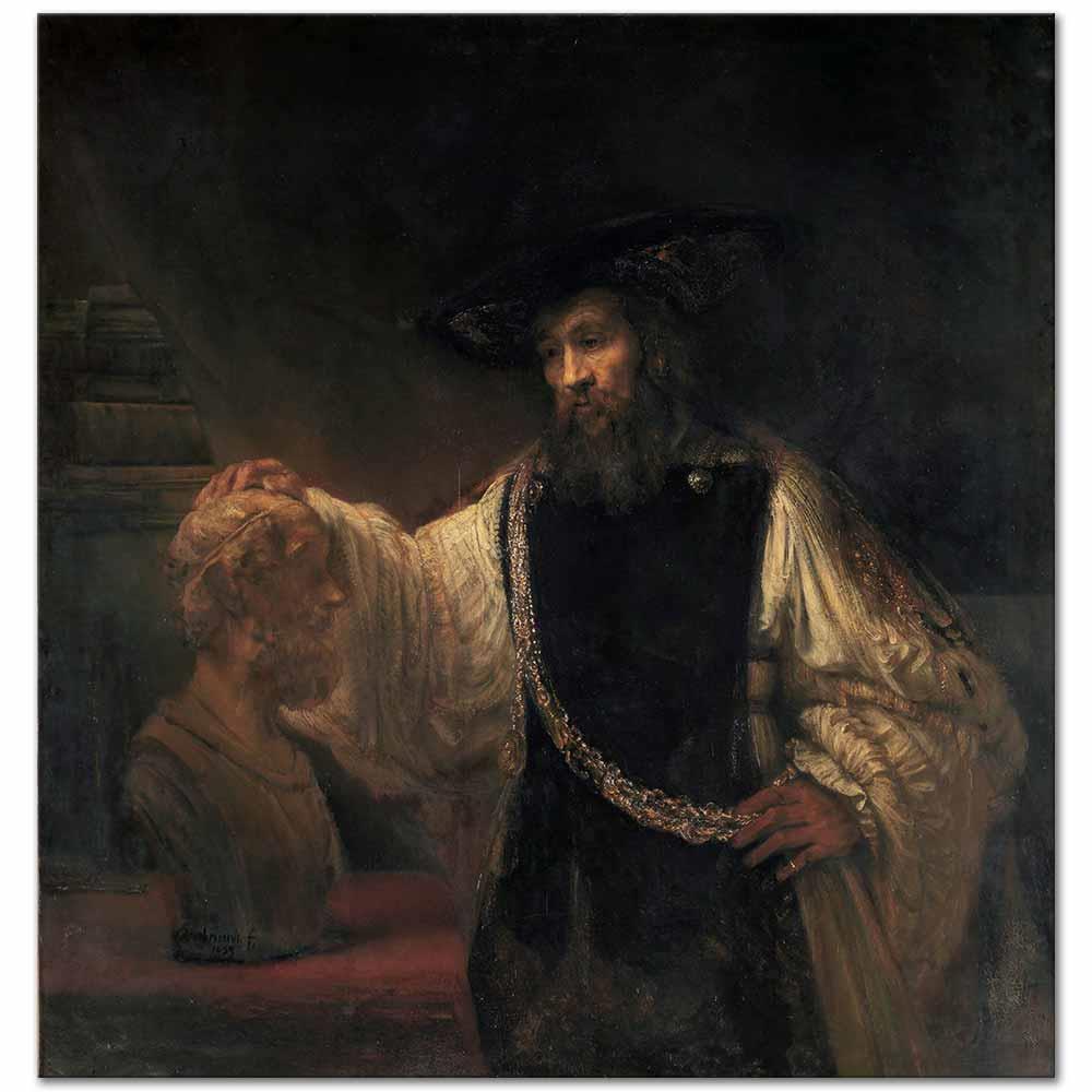 Rembrandt van Rijn Aristo Homer'in Büstü ile Kanvas Tablo