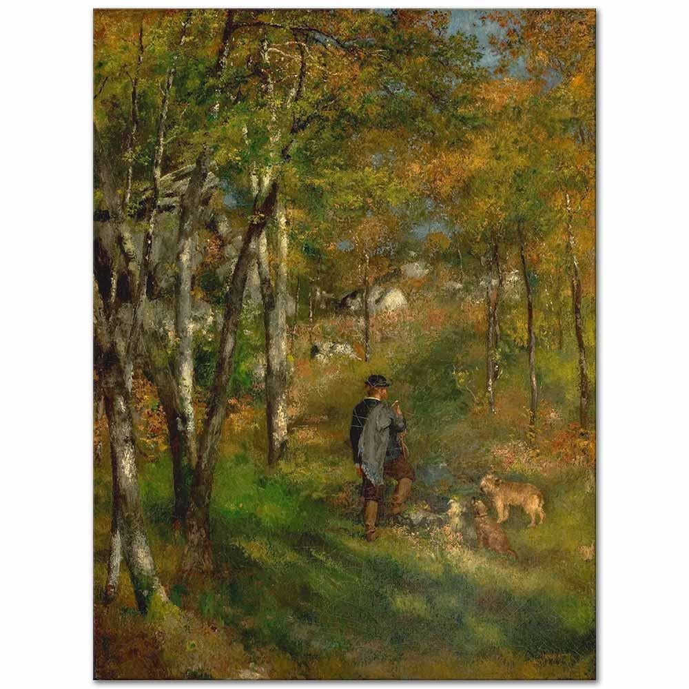 Pierre Auguste Renoir Sanatçı Jules Le Coeur Köpekleri ile Fontainebleau Ormanında Kanvas Tablo