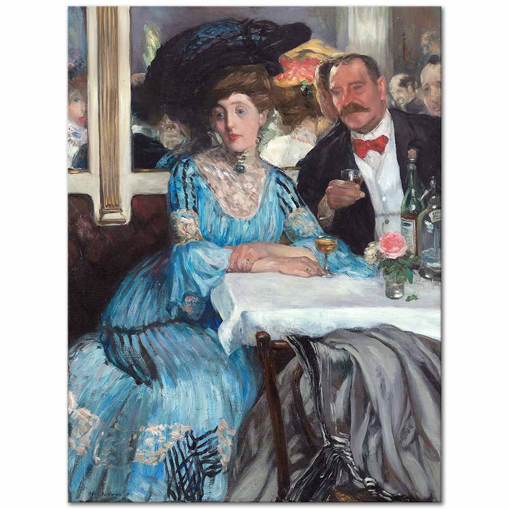 William Glackens Mouquin'de Kanvas Tablo