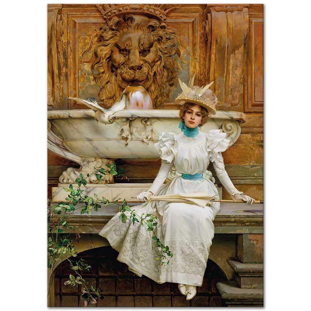 Vittorio Matteo Corcos Çeşme Başında Kanvas Tablo