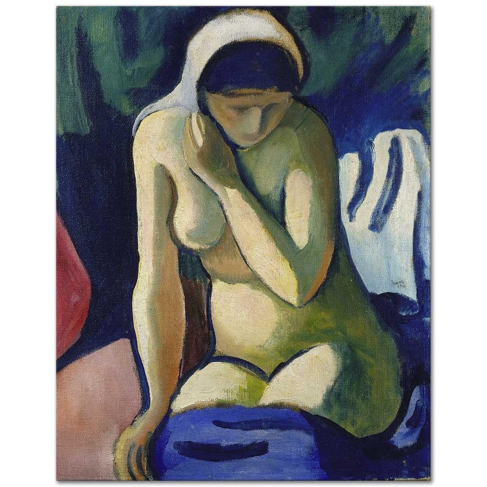August Macke Başörtülü Çıplak Kız Kanvas Tablo