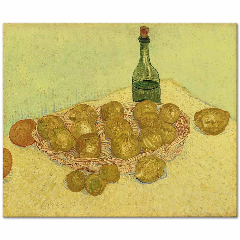 Basket of Lemons and Bottle by Vincent van Gogh as Fine Art Print