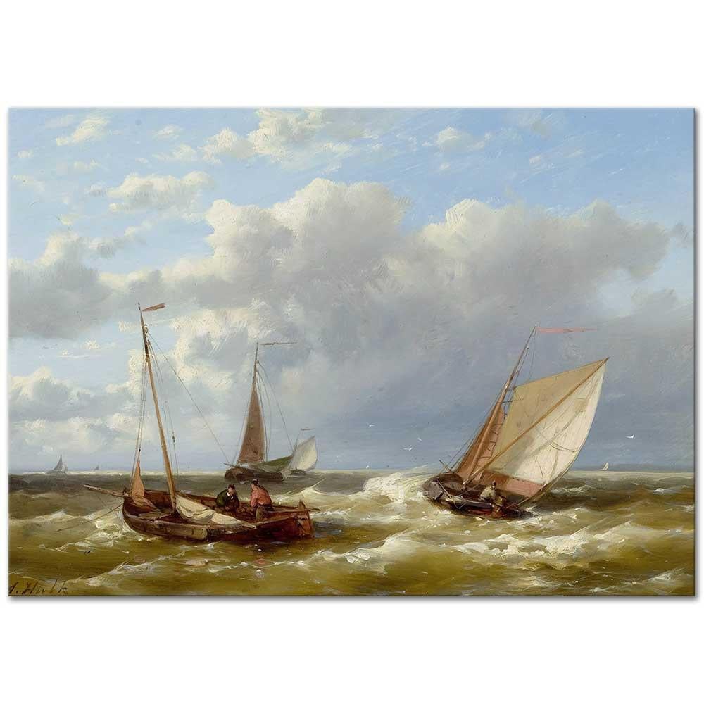 Beach Scene with Fishermen by Abraham Hulk as Fine Art Print