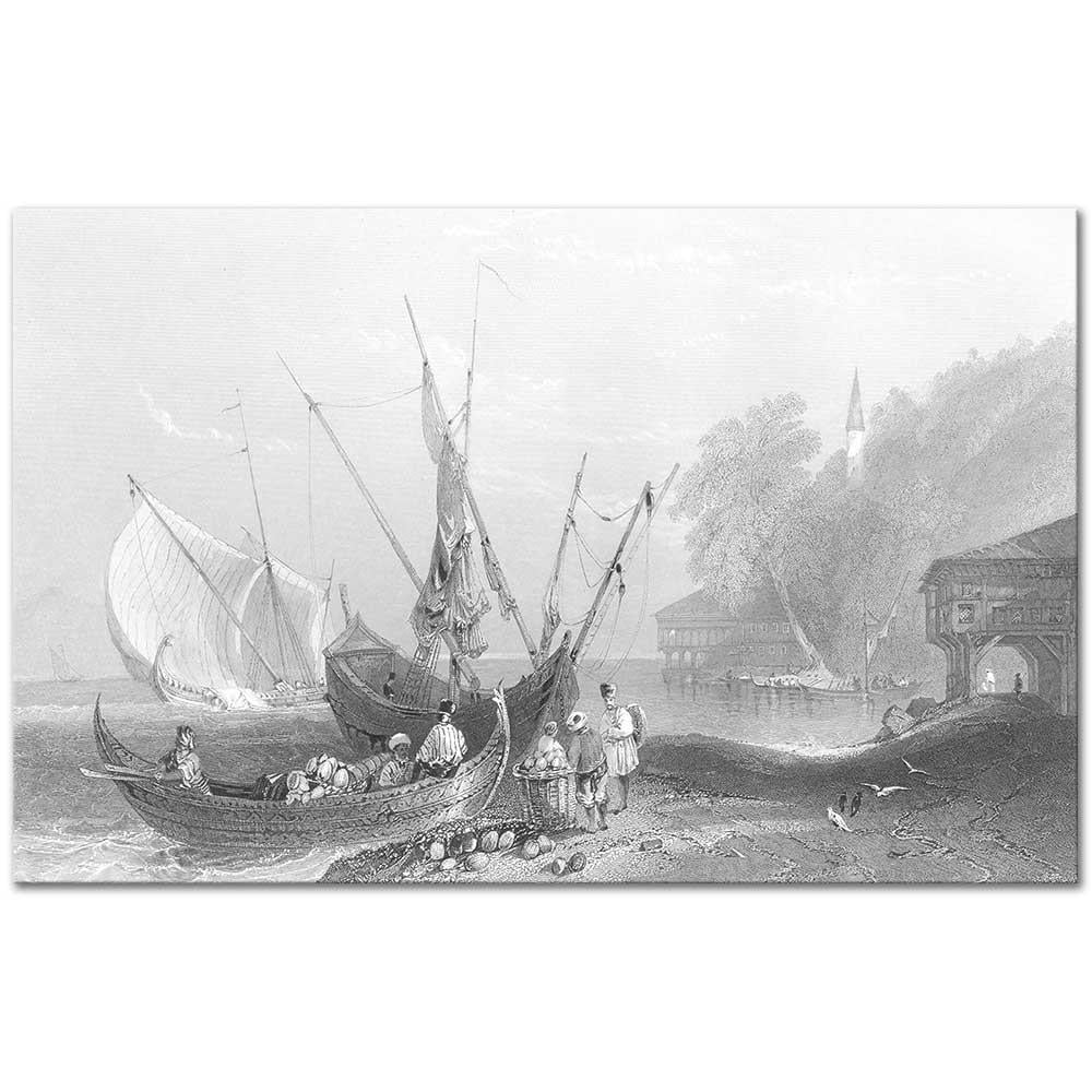 William Henry Bartlett Boğaziçi Sahilinden Bebek Kanvas Tablo