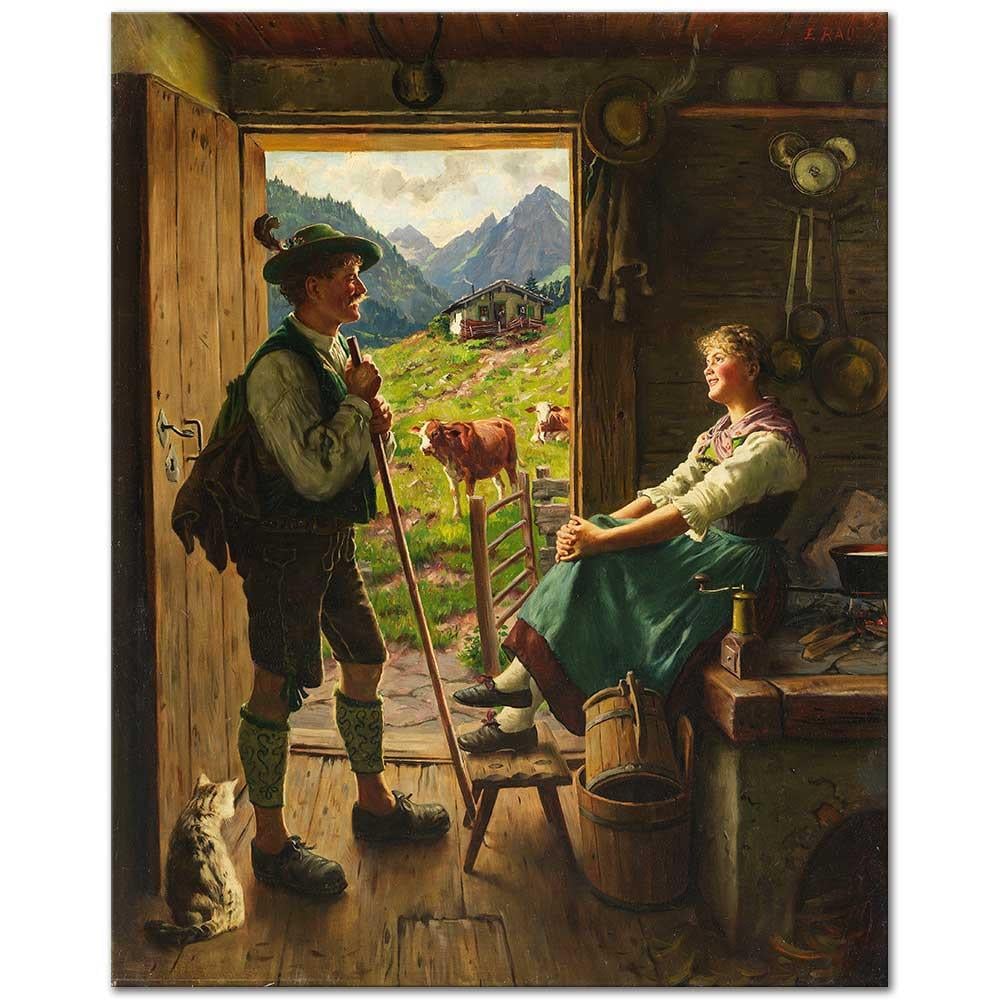 Besuch auf der Alm by Emil Rau