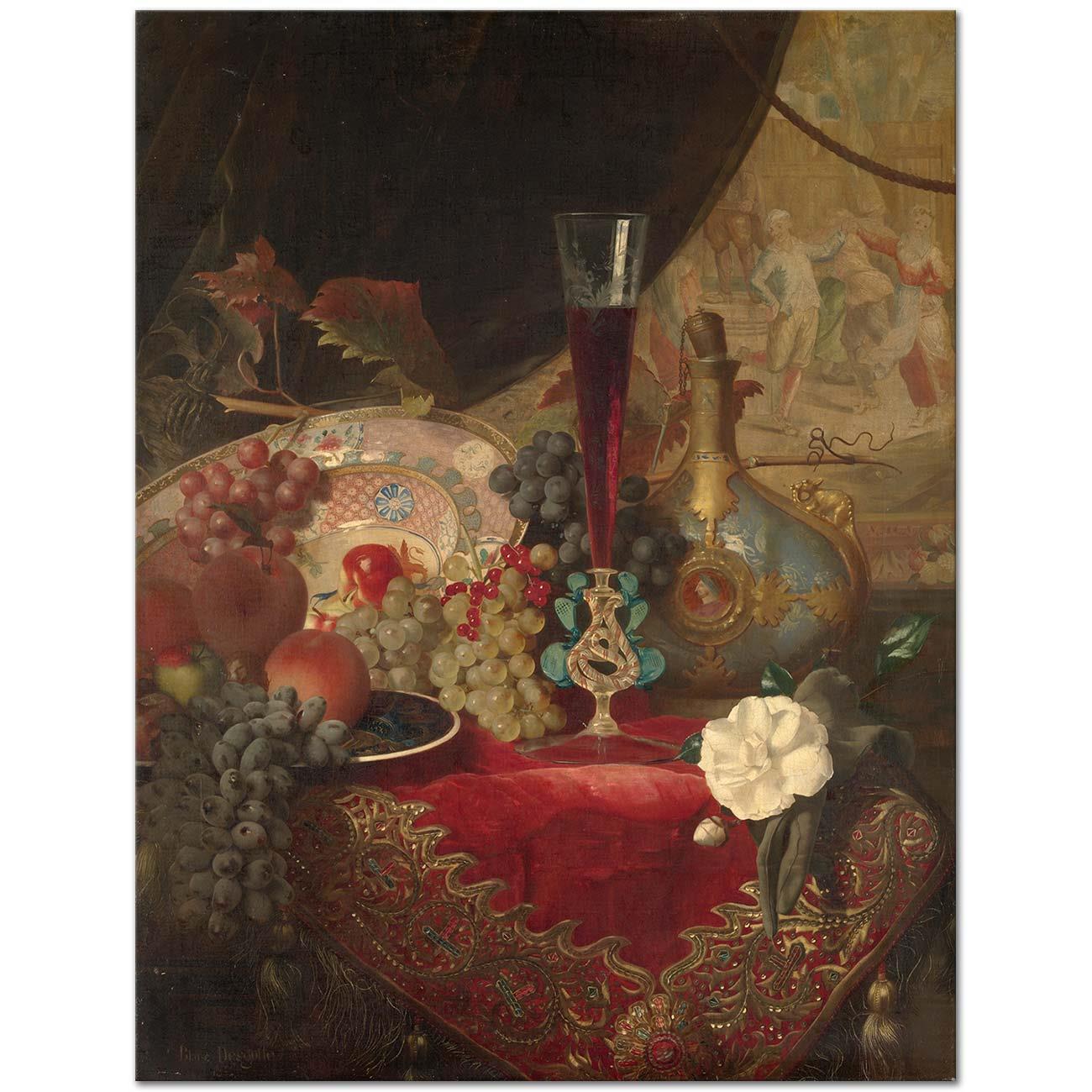 Blaise Alexandre Desgoffe Fruit Still Life 1866 Art Print