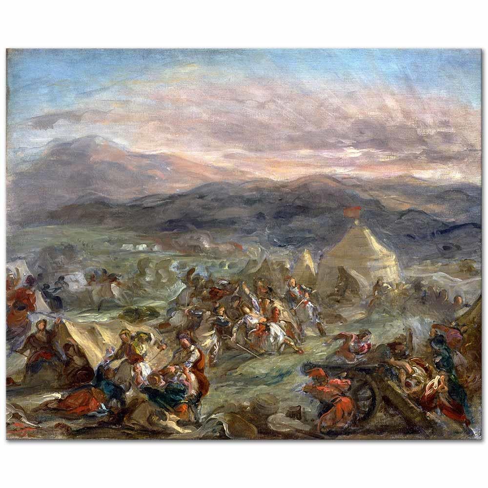 Eugene Delacroix Botzaris'in Türk Ordugahına Sürpriz Saldırısı Kanvas Tablo