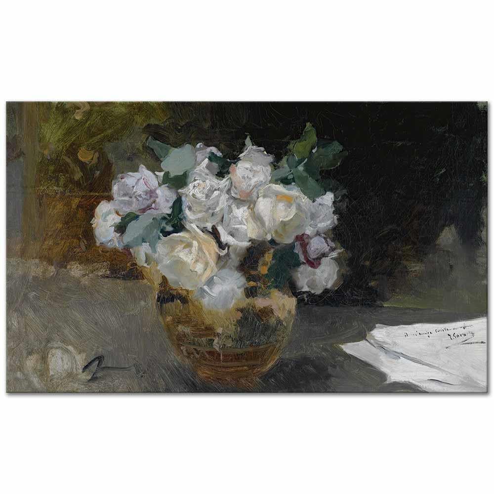 Joaquin Sorolla Beyaz Gülller Kanvas Tablo
