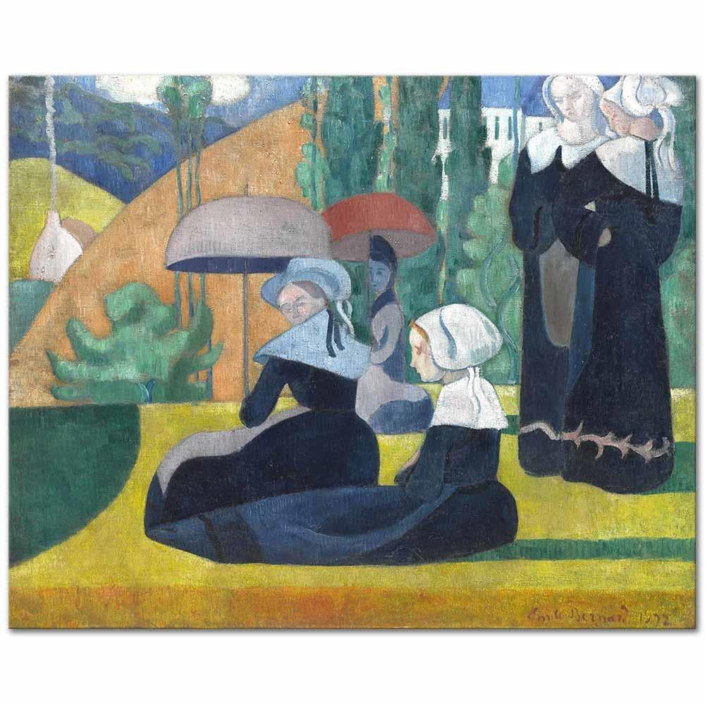 Emile Bernard Şemsiyeli Kadınlar Kanvas Tablo