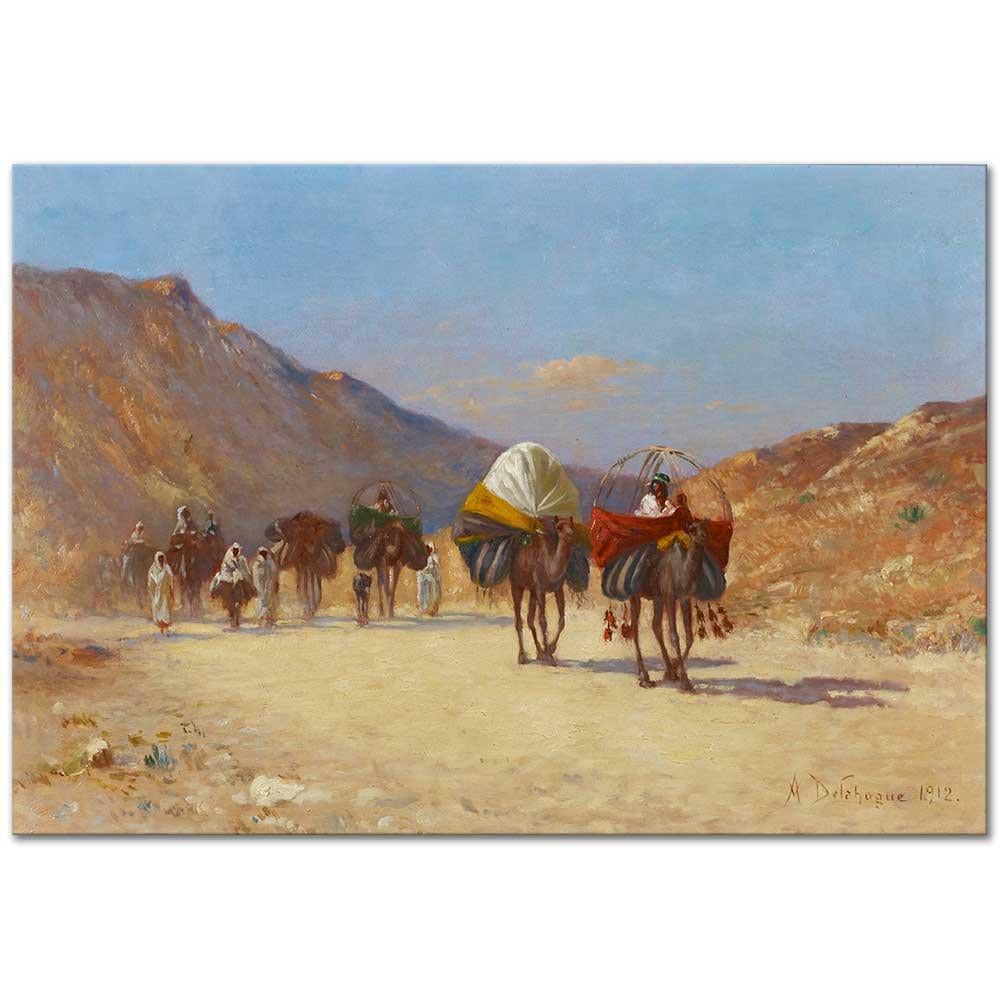 Caravan in Desert by Alexis Auguste Delahogue as Art Print