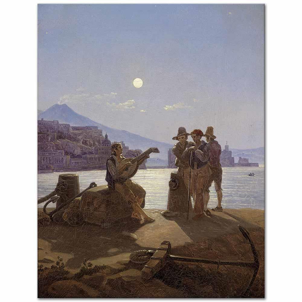 Carl Gustav Carus Napoli Sahilinde Balıkçılar Kanvas Tablo