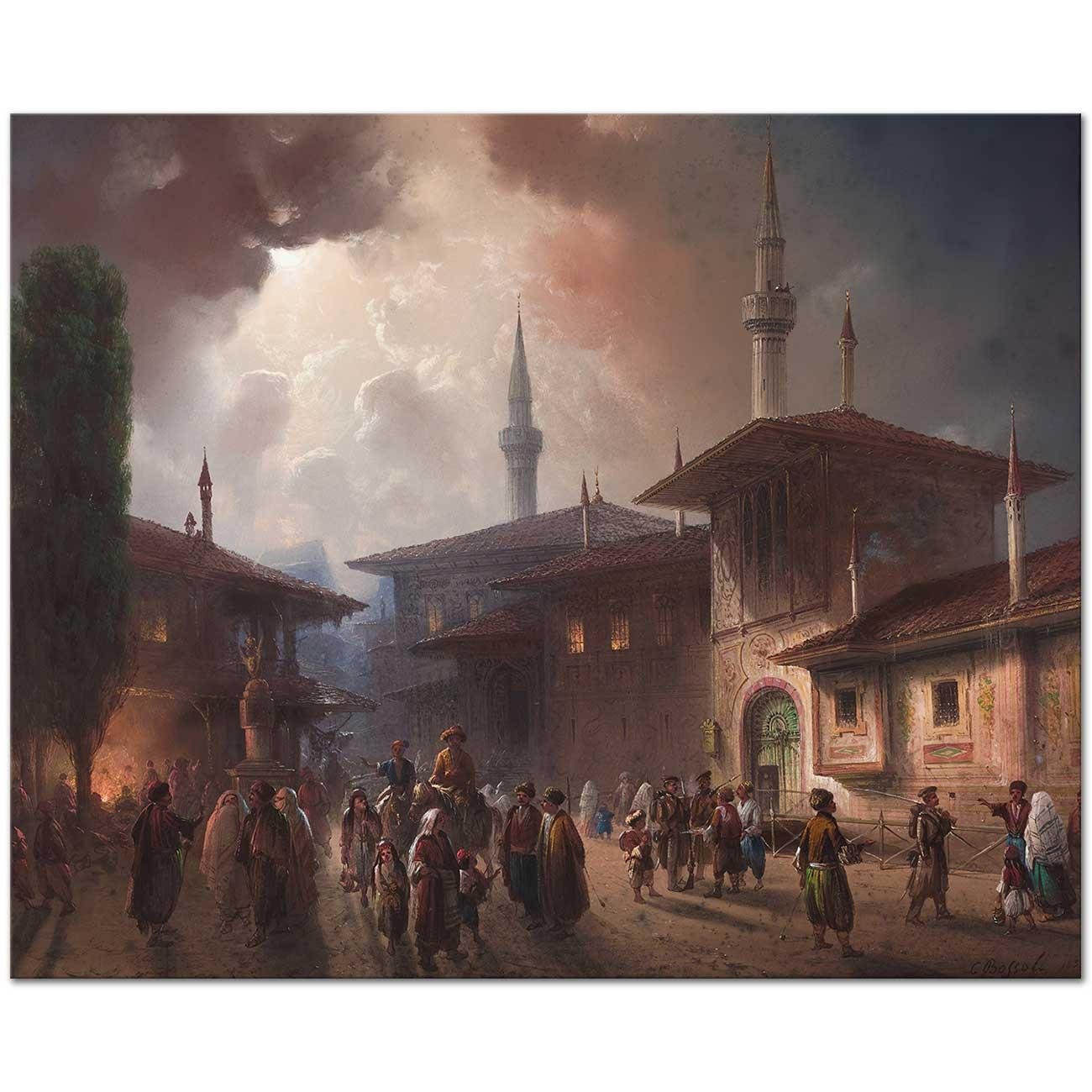 Carlo Bossoli Bahçesaray Kırım Kanvas Tablo