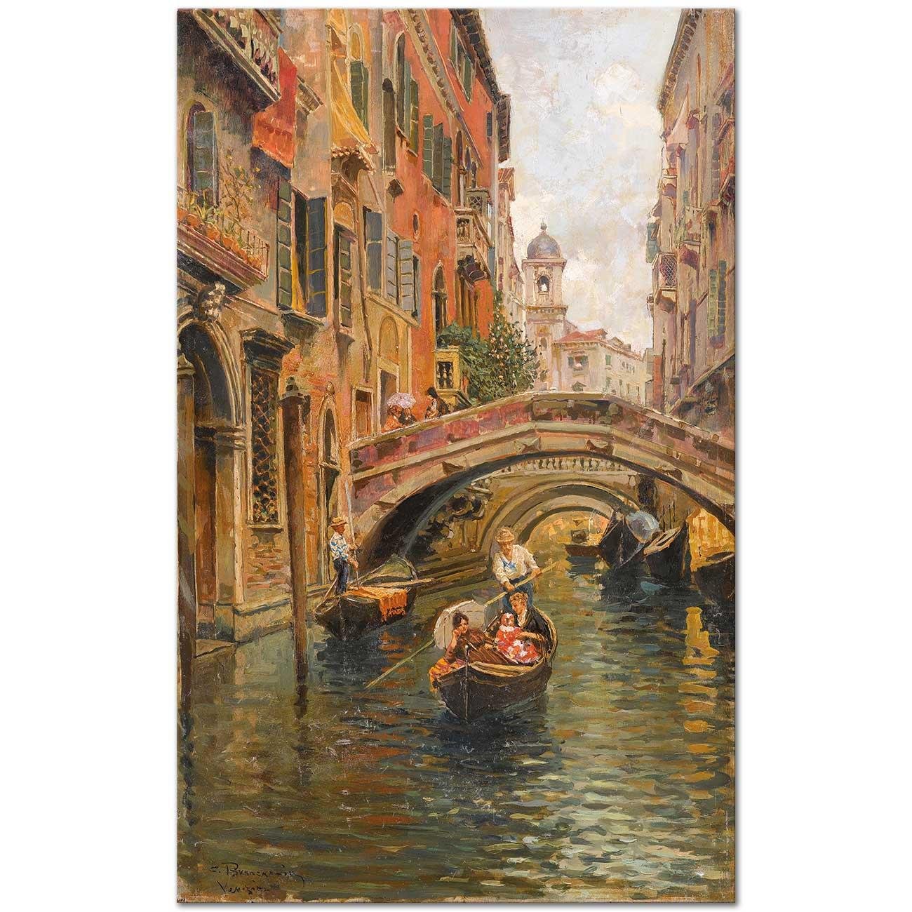 Carlo Brancaccio Kanal Manzarası Venedik Kanvas Tablo