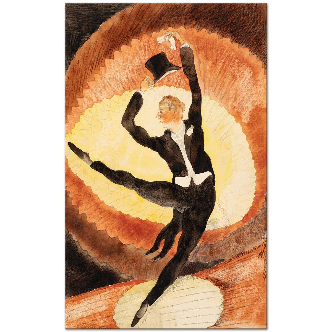 Charles Demuth In Vaudeville, Acrobatic Male Dancer with Top Hat Art Print