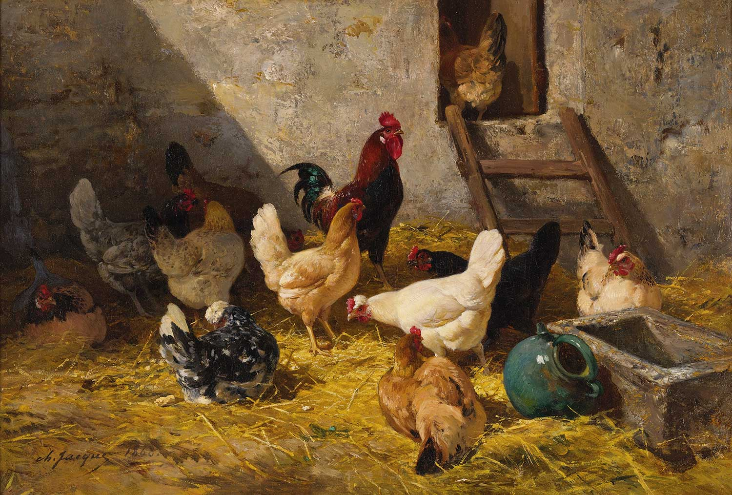 Charles Jacque The Hen Roost Art Print