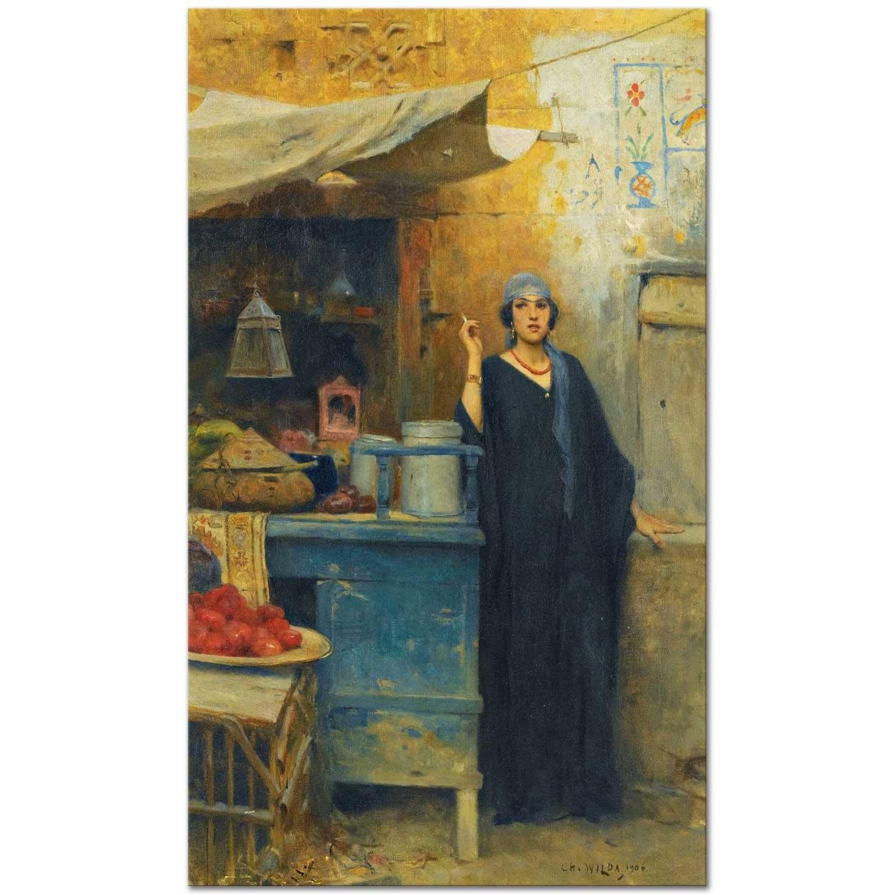 Girl by a Market Stall by Charles Wilda