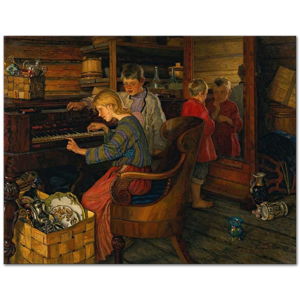 Nikolay Bogdanov-Belsky Piyano Başındaki Çocuklar Kanvas Tablo