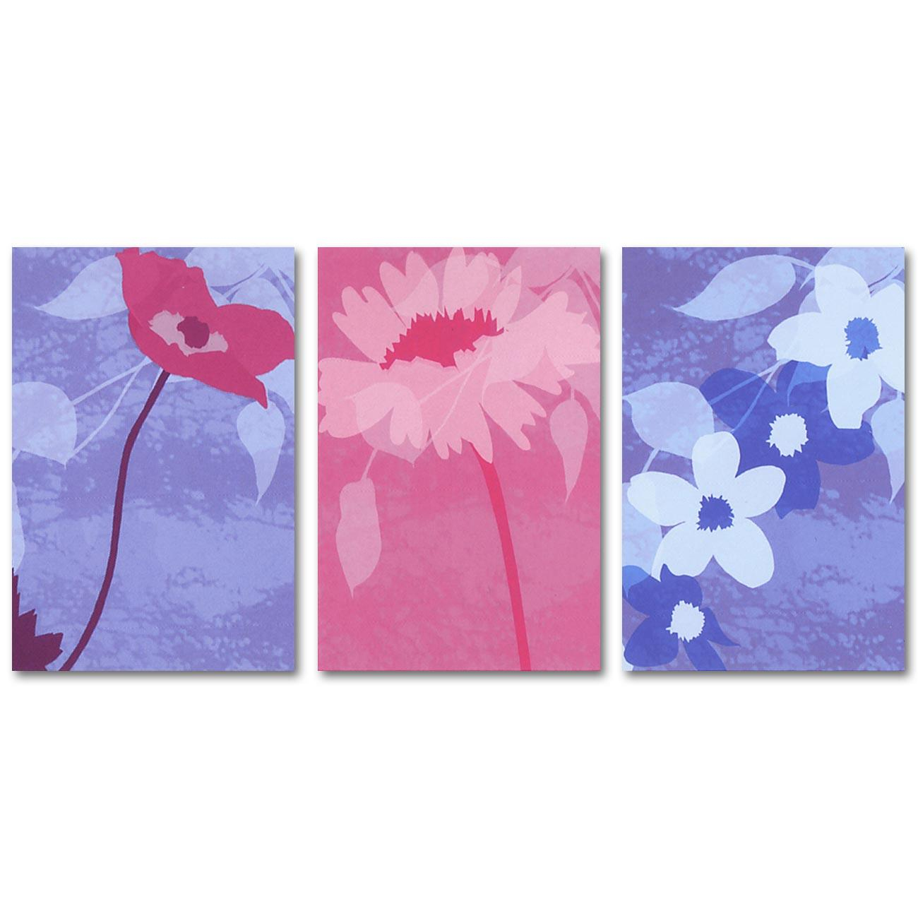 Çiçek Demeti 3 lü Set Kanvas Tablo