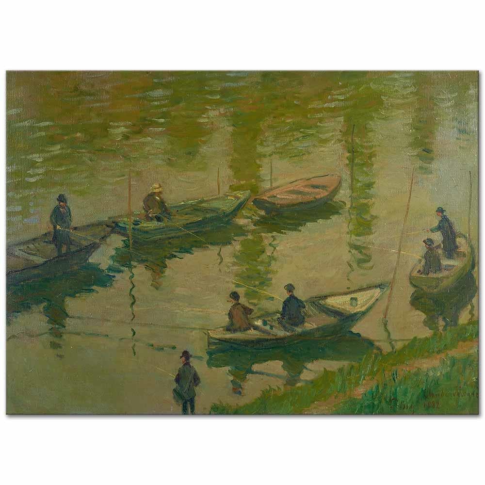 Claude Monet Seine Kıyısında Balıkçılar Poissy Kanvas Tablo