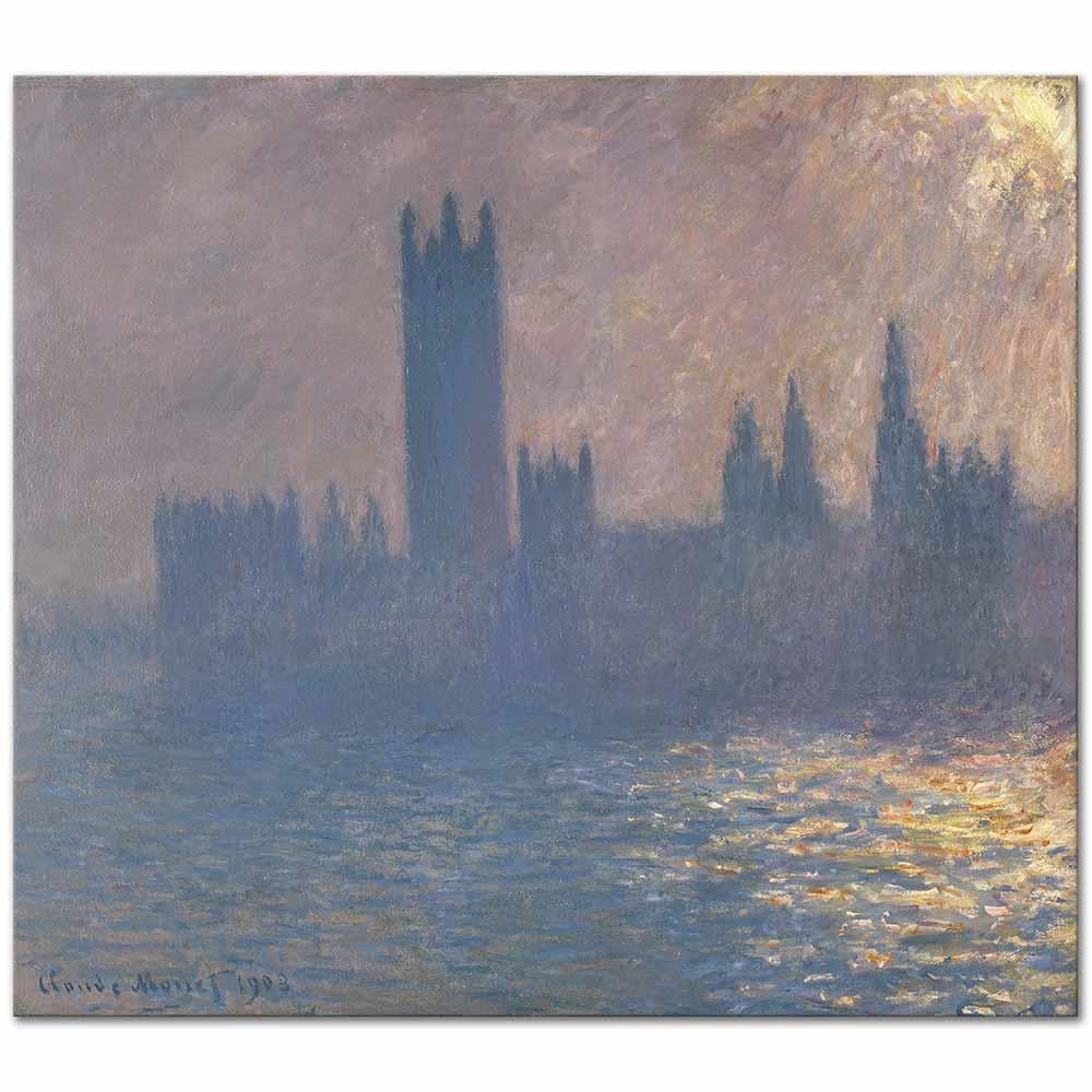Claude Monet Gün Batımında Parlemento Binası Kanvas Tablo
