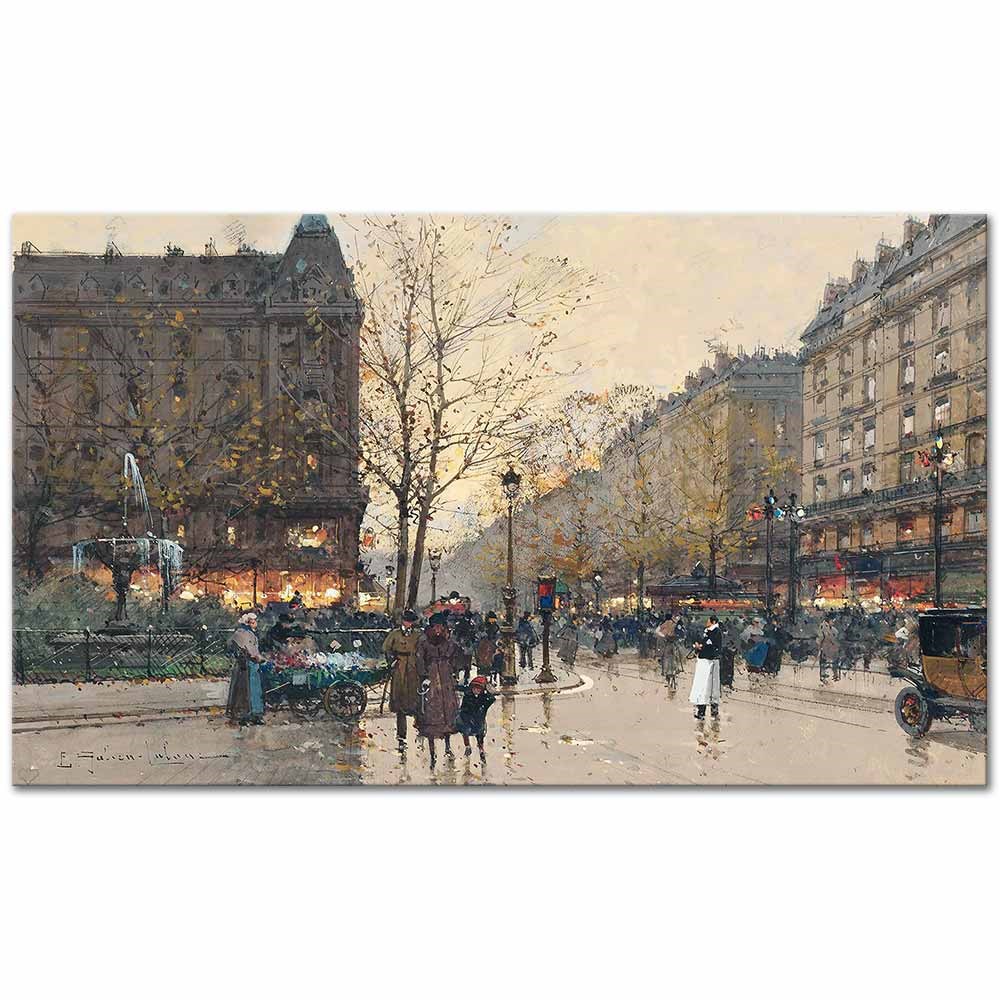 Coin a Montmartre Paris by Eugene Galien Laloue as Fine Art Print