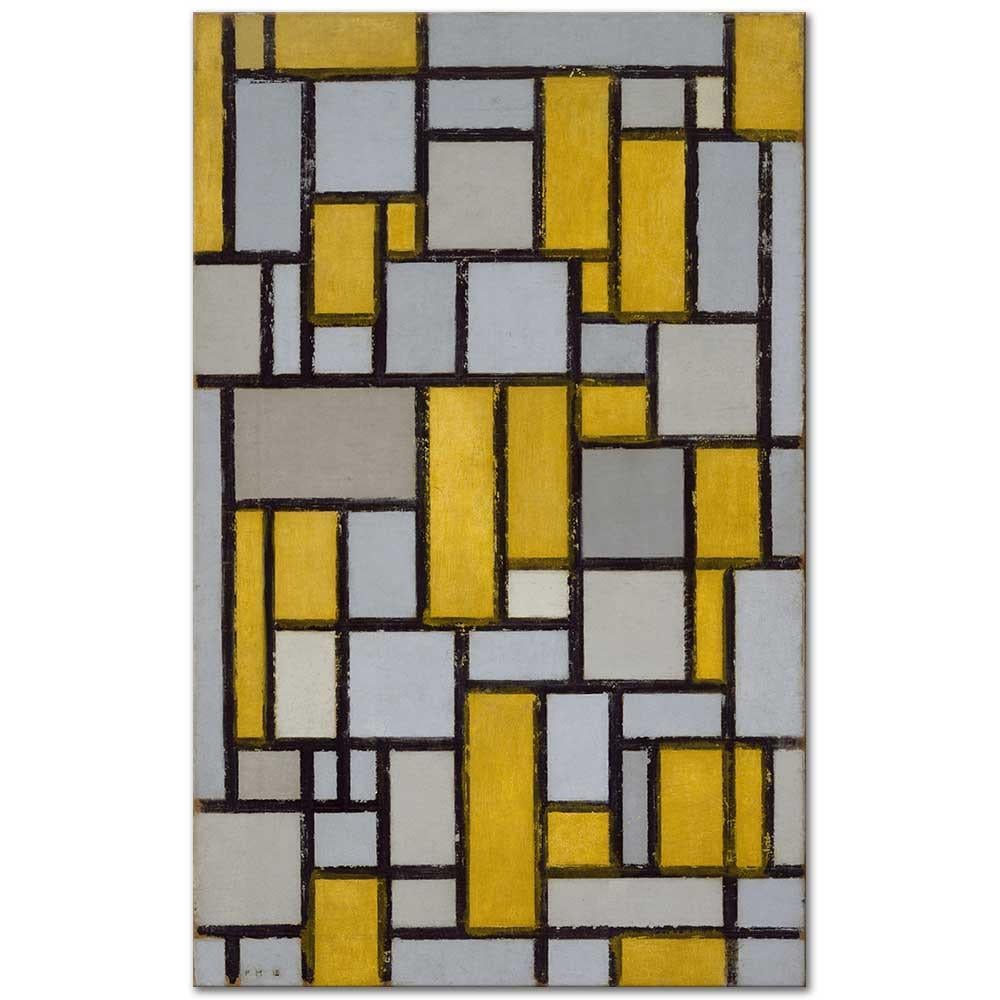 Piet Mondrian Izgaralı Kompozisyon 1 Kanvas Tablo