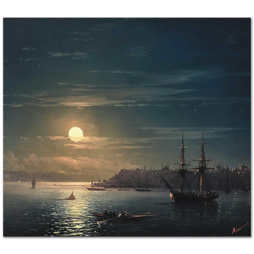 Ivan Ayvazovski Mehtapta Istanbul'a Bakış Kanvas Tablo