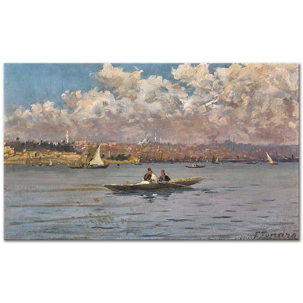 Fausto Zonaro Boğaziçinden İstanbul Kanvas Tablo