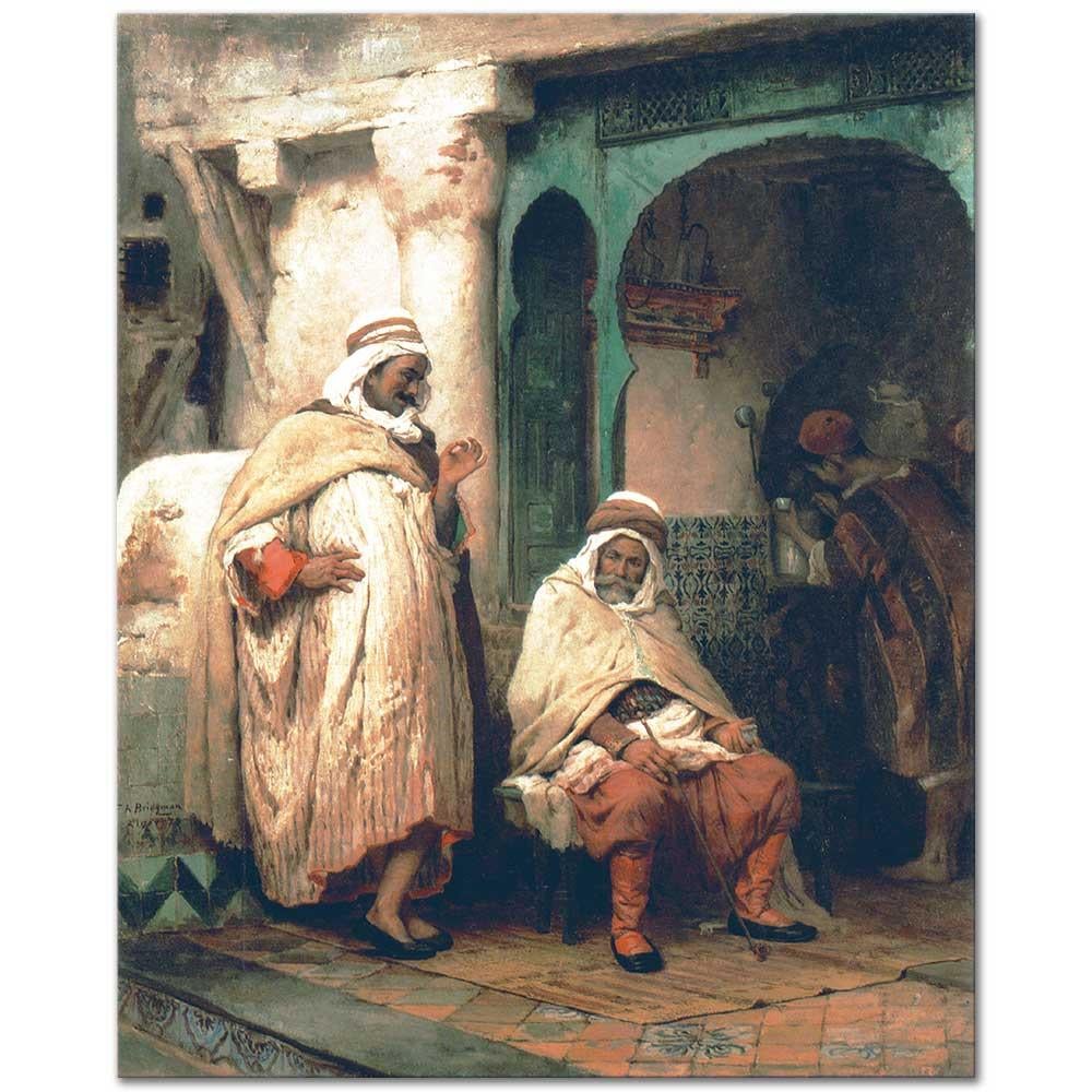 Frederick Arthur Bridgman Kahvede Sohbet Kanvas Tablo