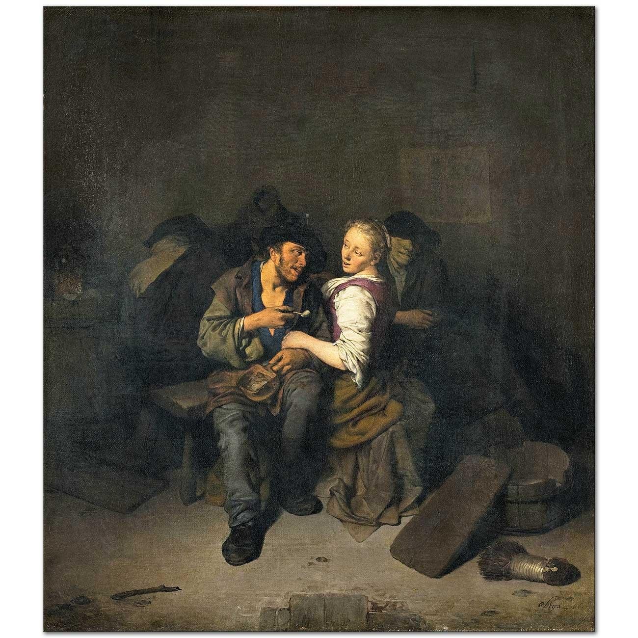 Cornelis Pietersz Bega Tavernada Genç Çift Kanvas Tablo