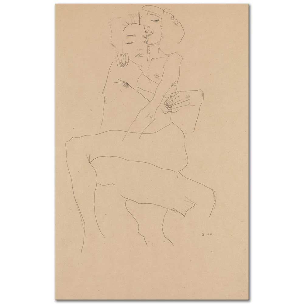 Egon Schiele Sarılan Çift Kanvas Tablo