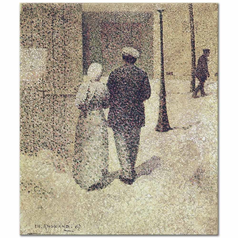 Charles Angrand Sokakta Adam ve Kadın Kanvas Tablo