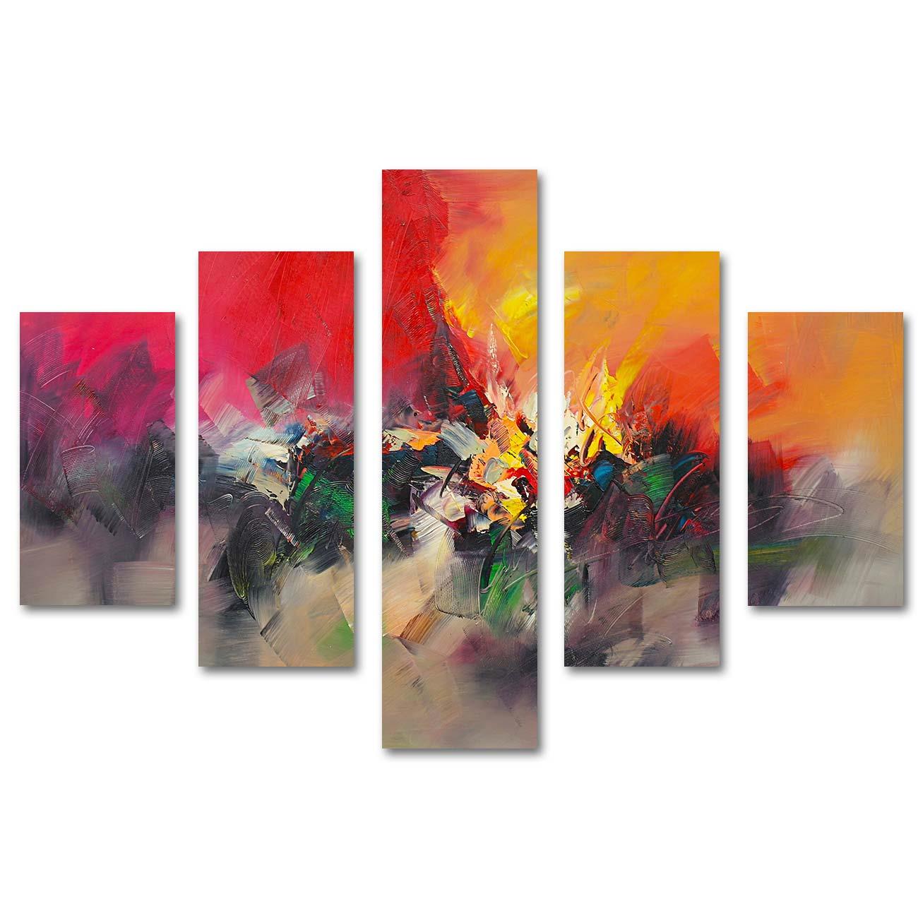 Dağılım Kompozisyon 5 Parçalı Set Kanvas Tablo