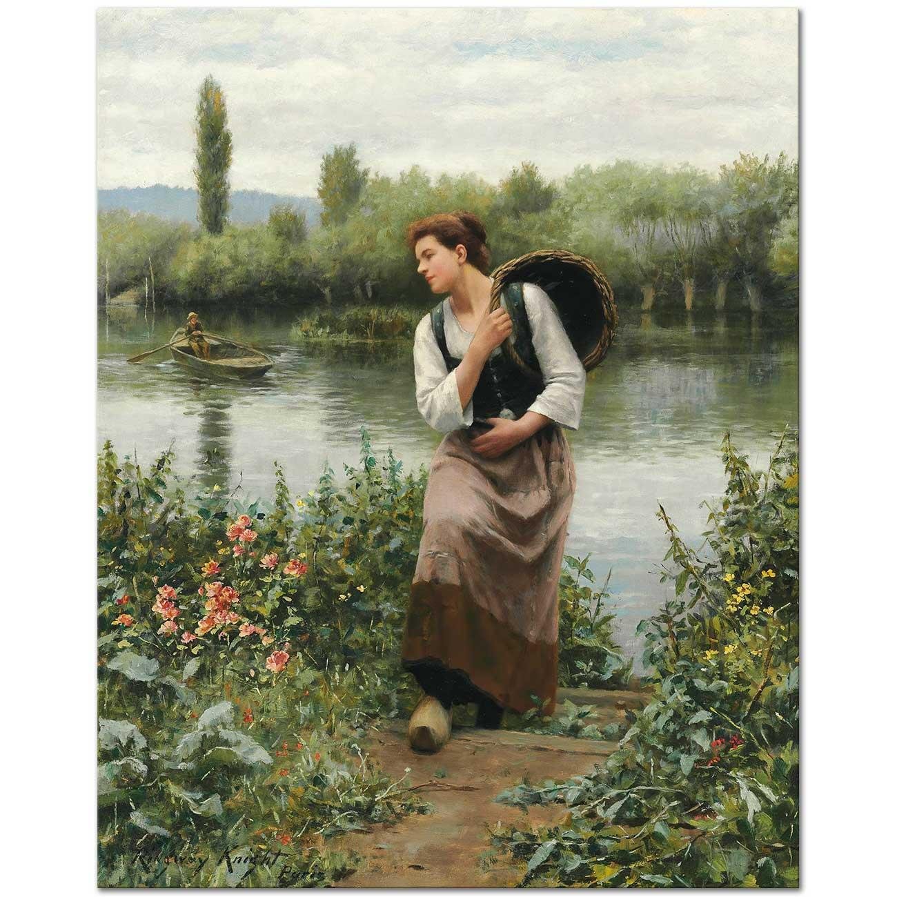 Daniel Ridgway Knight Sepetli Kadın Kanvas Tablo