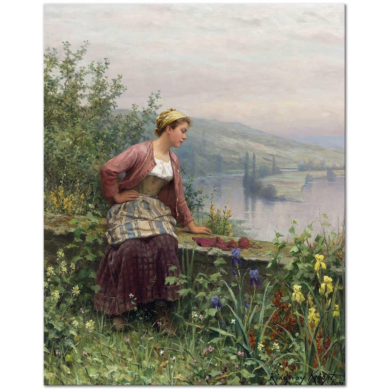 Daniel Ridgway Knight Dereyi Seyreden Britanyalı Kız Kanvas Tablo