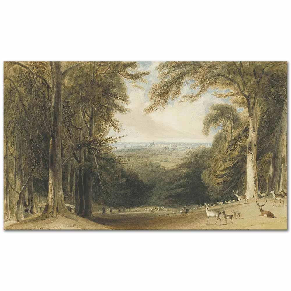 Deer in a Glen in Windsor Great Park by William Daniell as Art Print