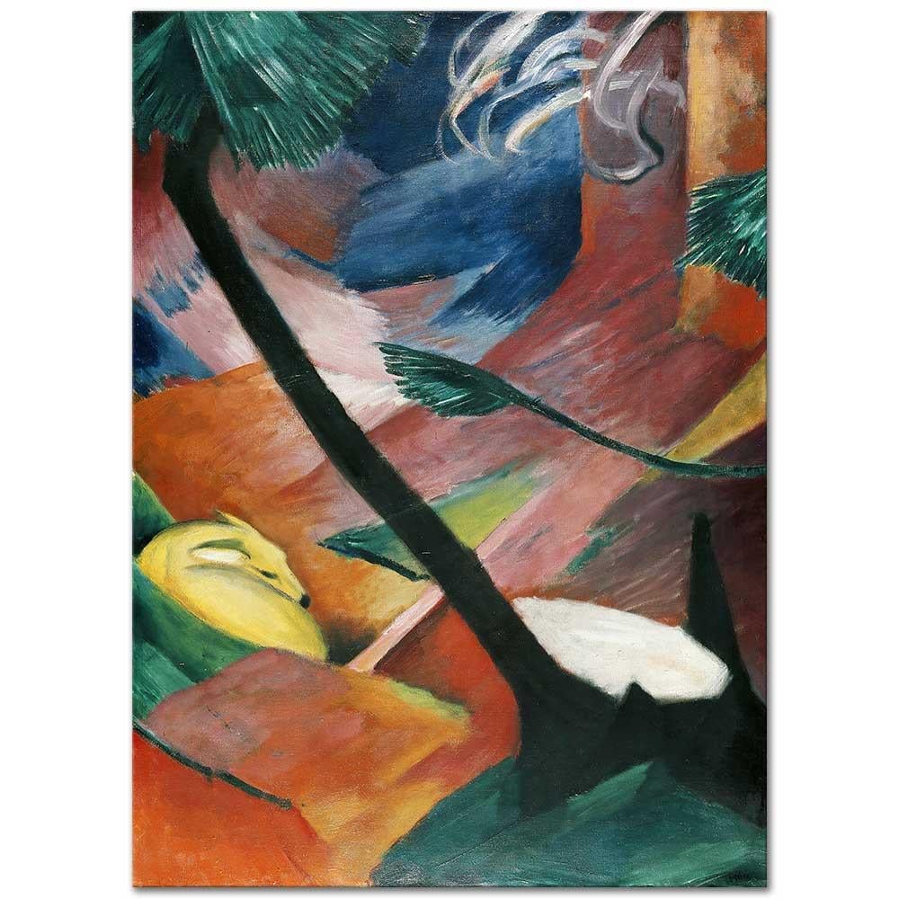 Franz Marc Ormanda Geyikler 02 Kanvas Tablo