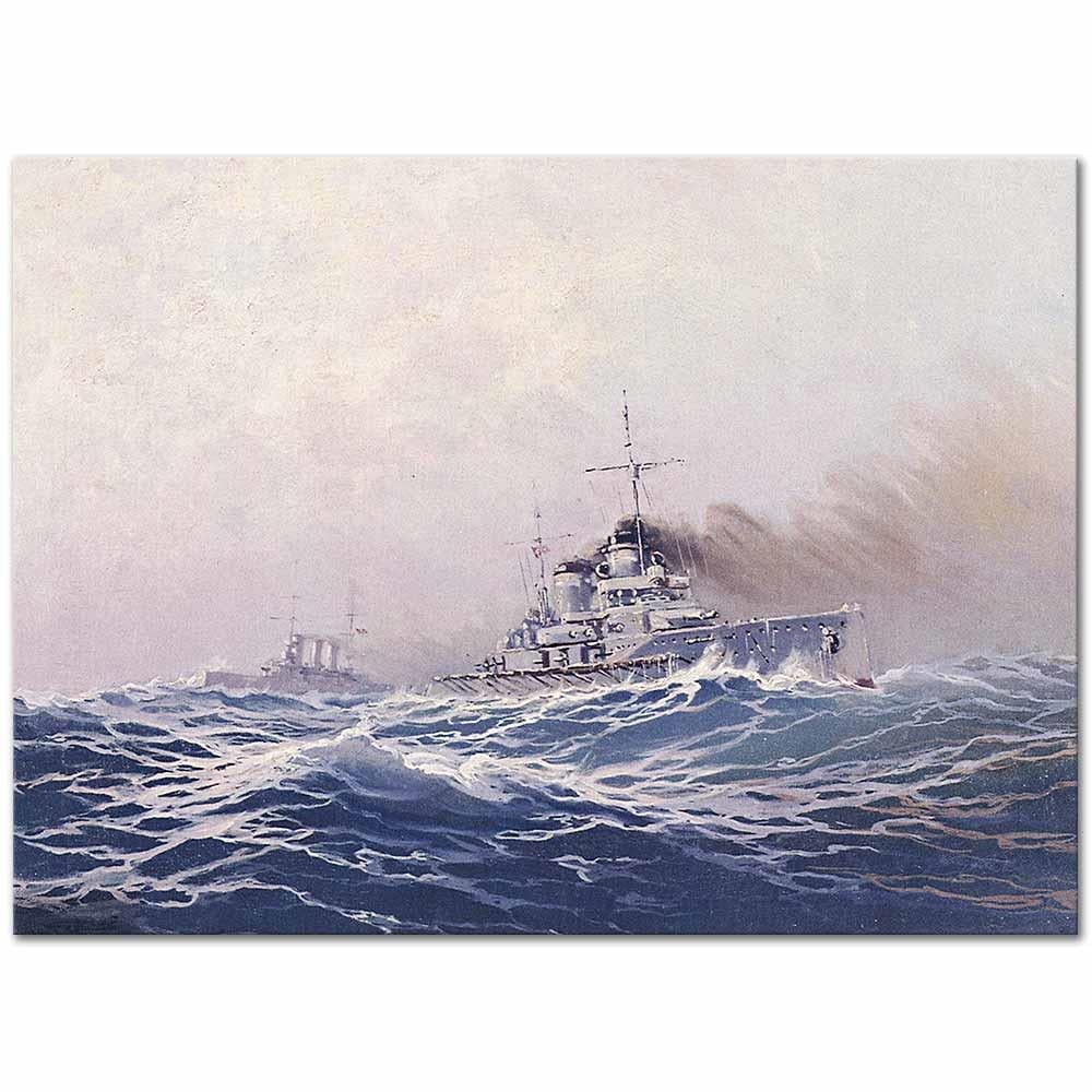 Battle Ship at the Open Sea by Diyarbakirli Tahsin as Art Print