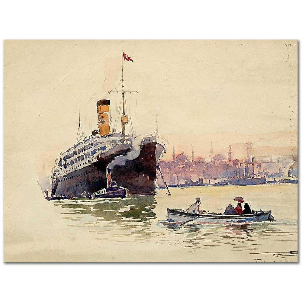 Diyarbakırlı Tahsin Istanbul'da Yolcu Gemisi Kanvas Tablo