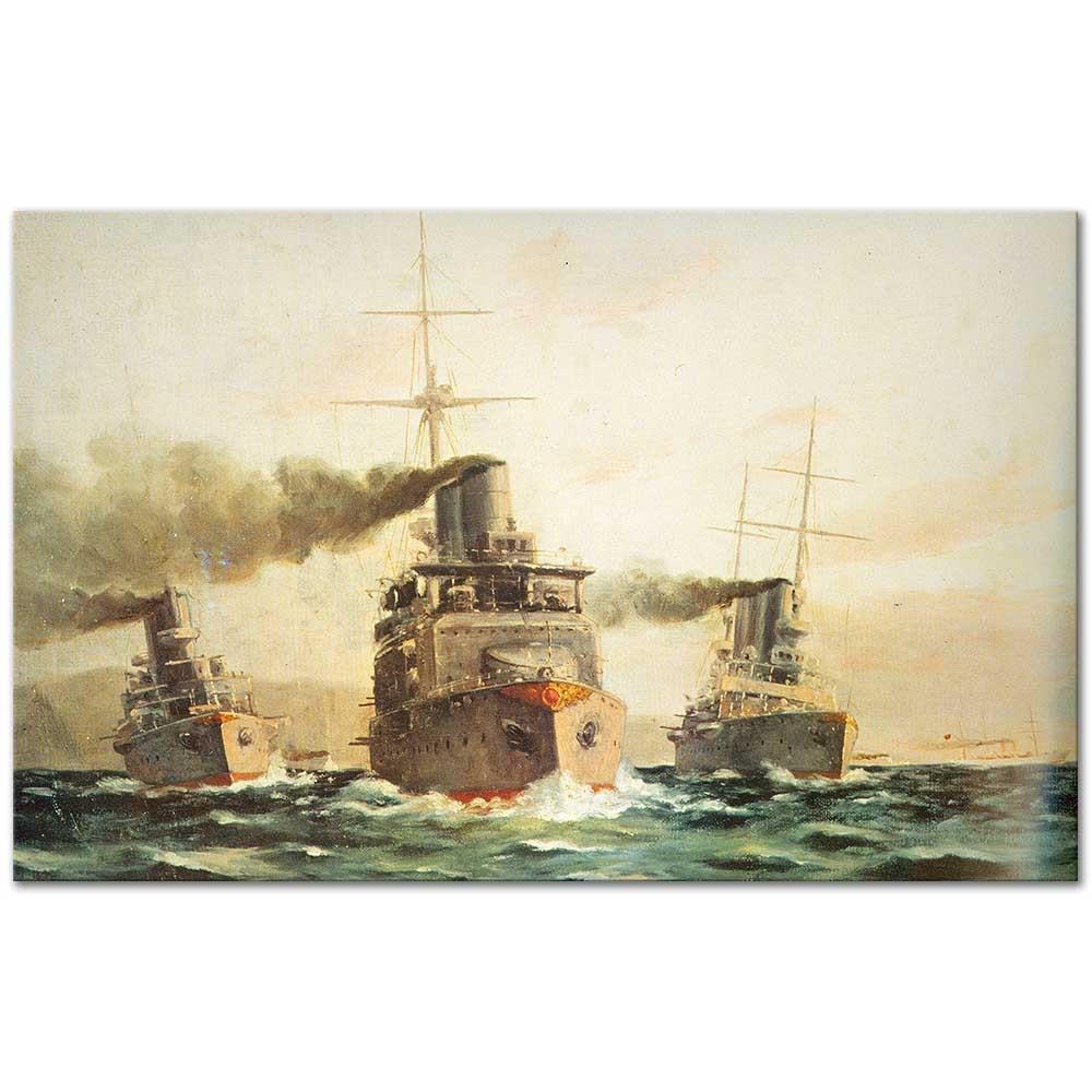 Diyarbakırlı Tahsin Türk Gemileri Tatbikatta Kanvas Tablo