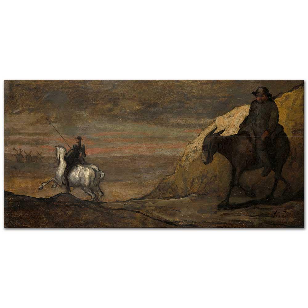 Honore Daumier Don Kişot ve Değirmenler Kanvas Tablo