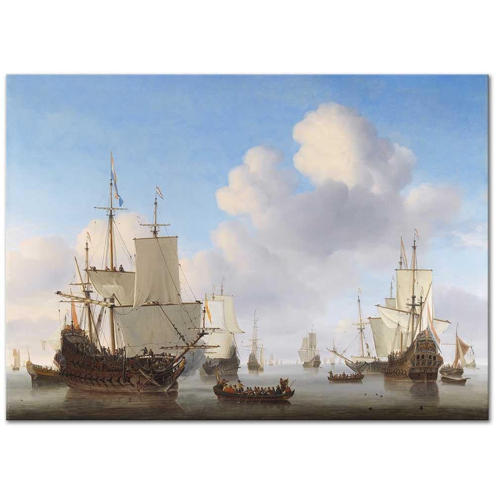 Dutch Ships in a Calm Sea by Willem van de Velde as Art Print