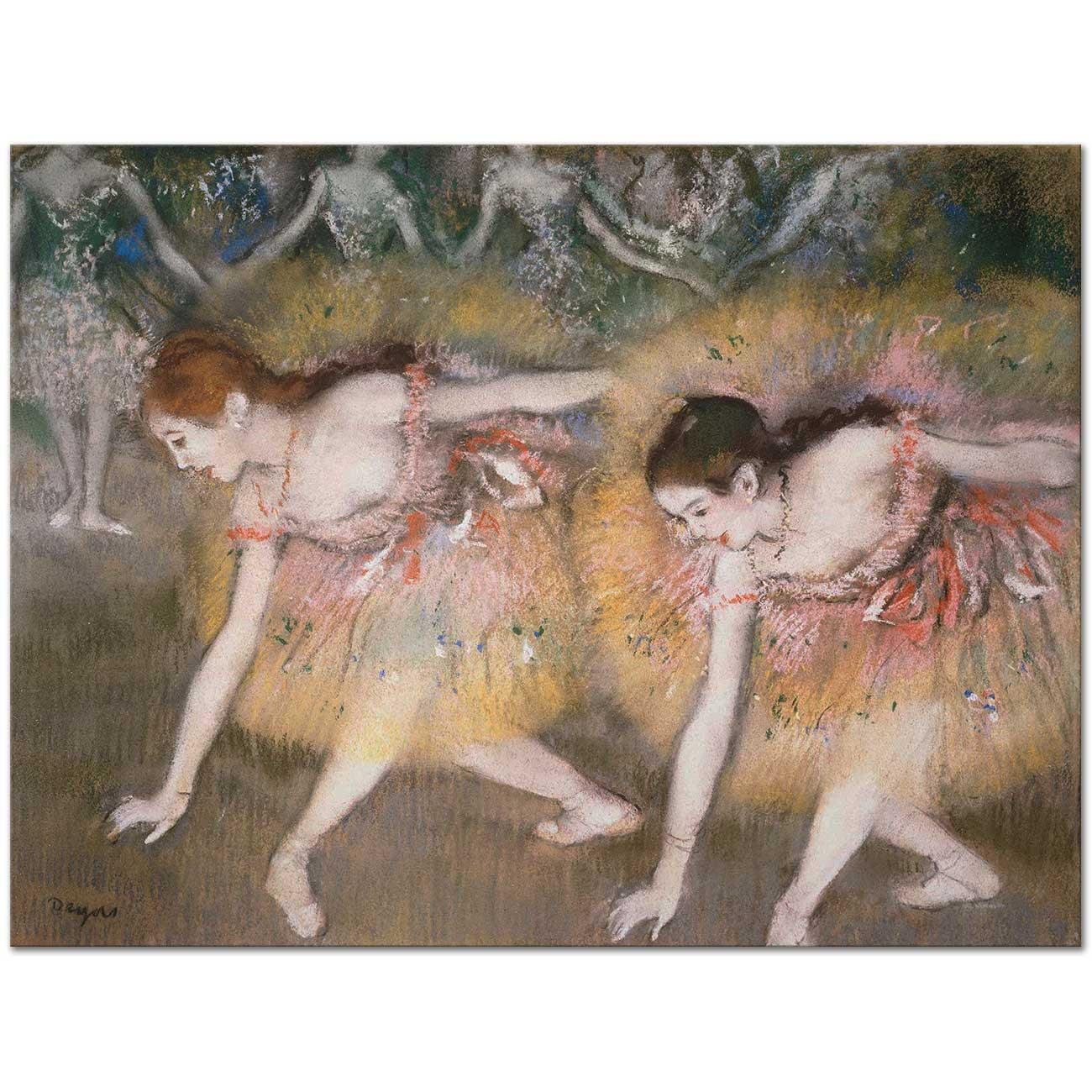 Edgar Degas İki Balerin Öne Eğilirken Kanvas Tablo