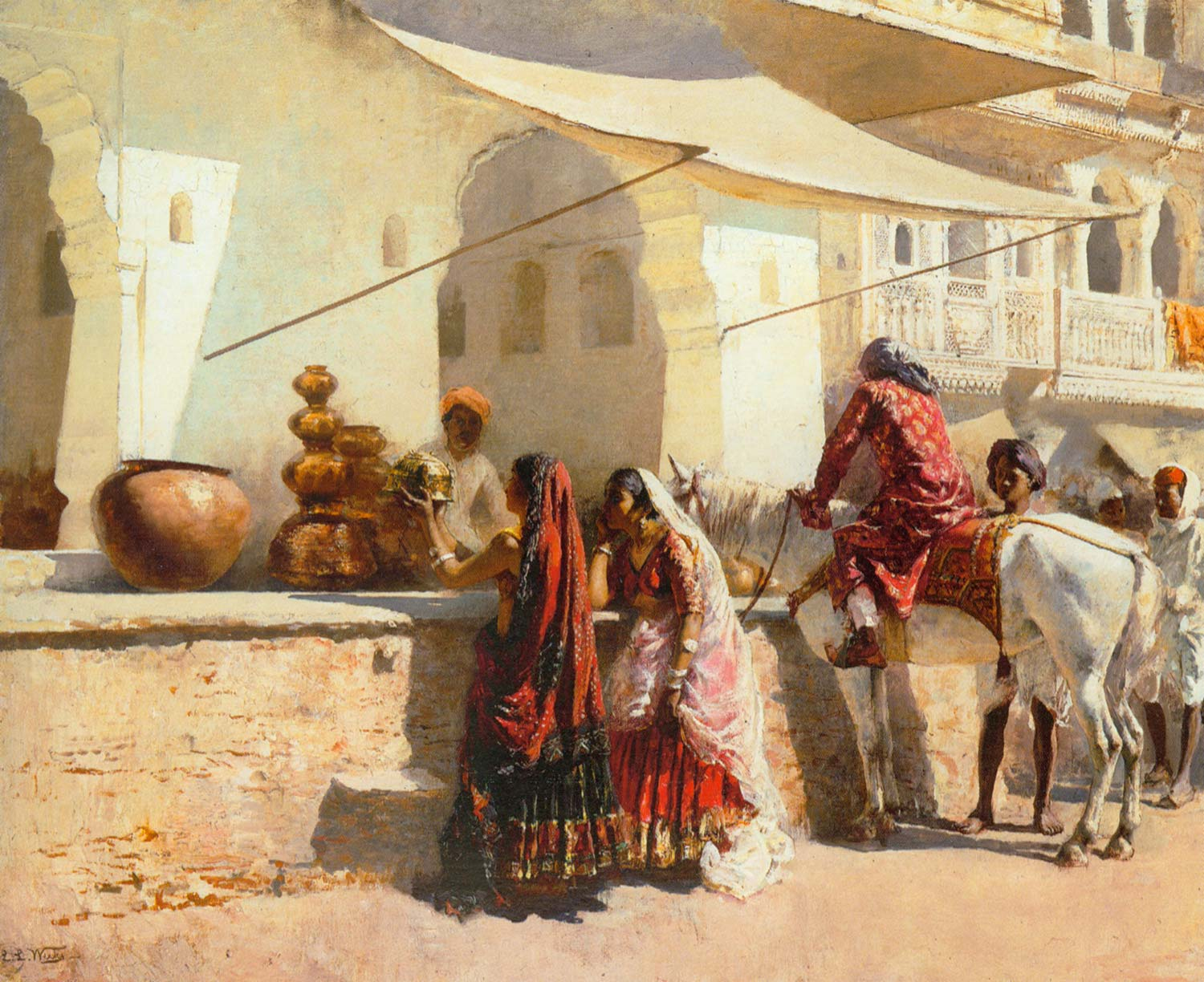 Edwin Lord Weeks Hindistan'da Pazar Yeri Kanvas Tablo
