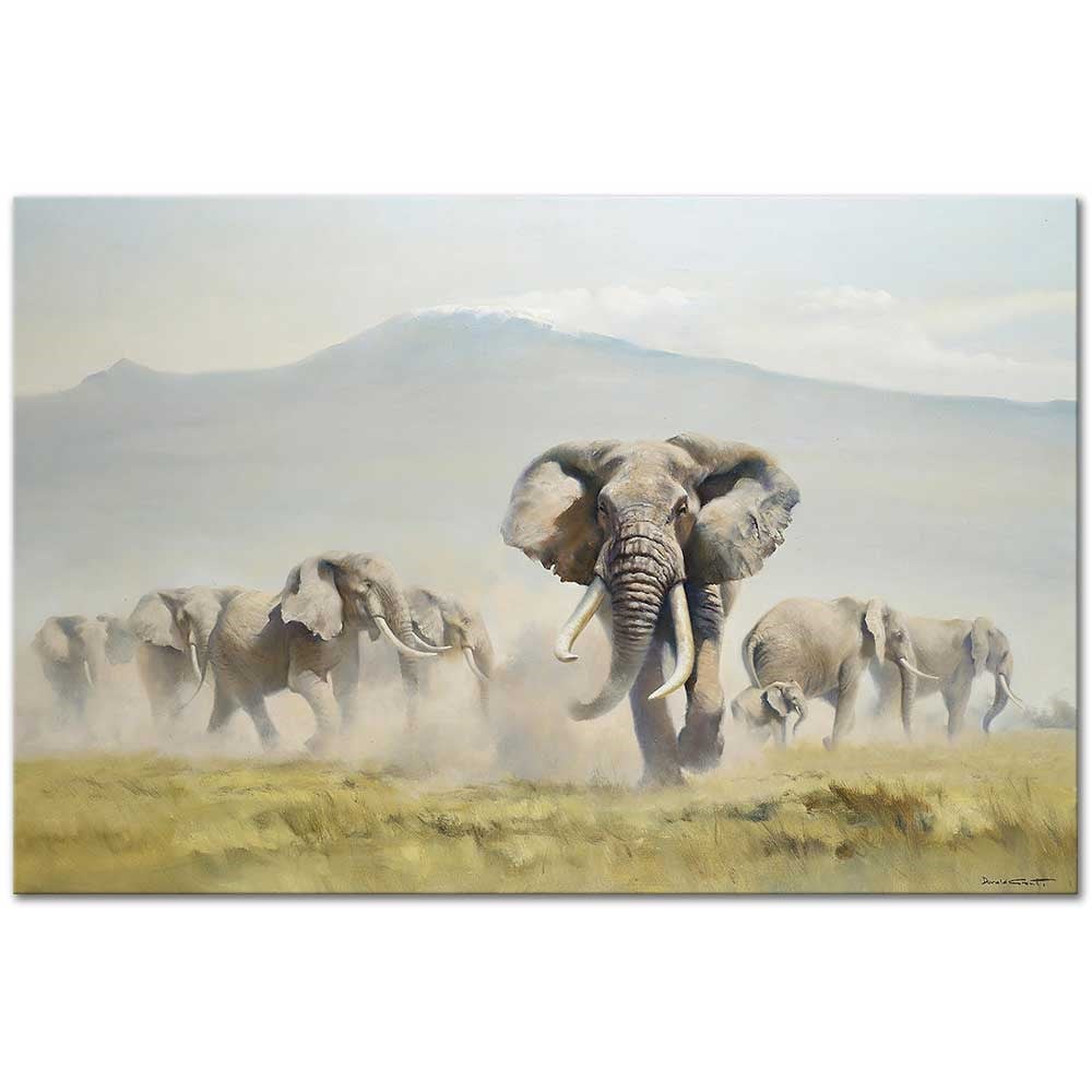 Elephant Charge by Donald Grant as Fine Art Print